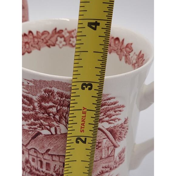 JG Meakin Teacup Saucer Romantic England Anne Hathaway Ironstone China Red Vtg - Picture 3 of 16